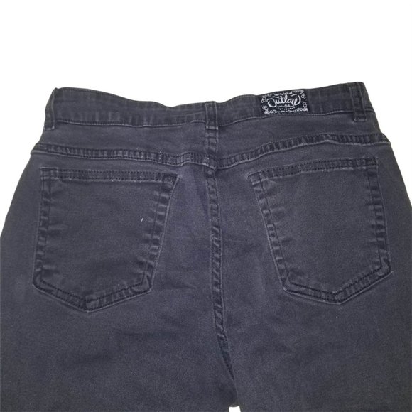 VTG 90s Outlaw Womens Black Capri Denim Stretch Jeans Size 7 - Picture 3 of 9